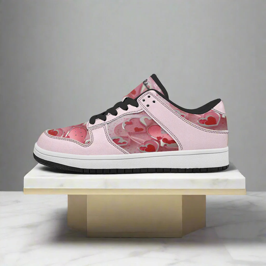 Step up your game with the Love1 Dunk Low-Top Leather Sports Sneakers! Crafted with a sleek leather upper and breathable mesh lining, these kicks keep your feet comfy and cool. The soft EVA padded insoles cushion every step, while the durable rubber outsole delivers grip and long-lasting wear. Perfect for anyone ready to add a playful twist to their sporty style!