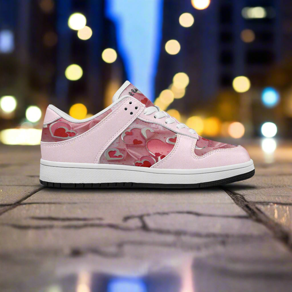 Step up your game with the Love1 Dunk Low-Top Leather Sports Sneakers! Crafted with a sleek leather upper and breathable mesh lining, these kicks keep your feet comfy and cool. The soft EVA padded insoles cushion every step, while the durable rubber outsole delivers grip and long-lasting wear. Perfect for anyone ready to add a playful twist to their sporty style!