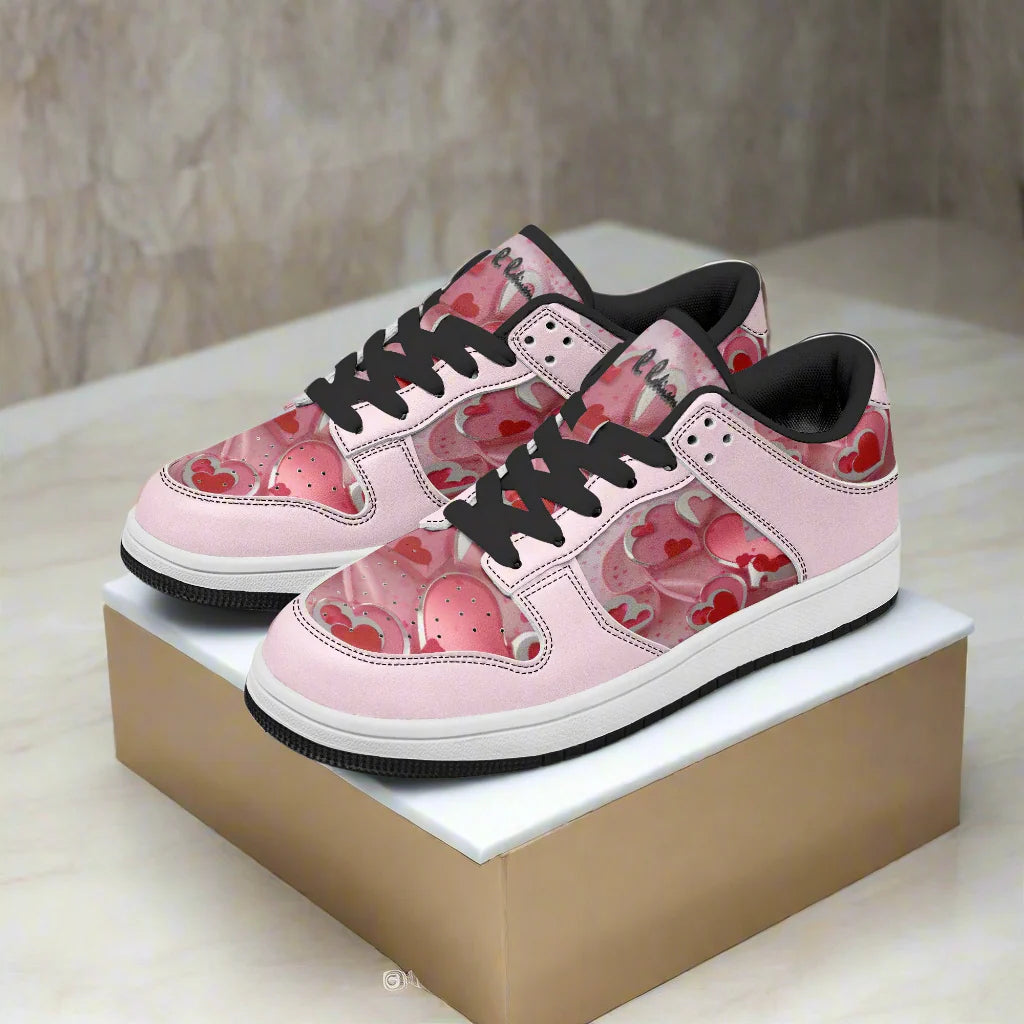 Step up your game with the Love1 Dunk Low-Top Leather Sports Sneakers! Crafted with a sleek leather upper and breathable mesh lining, these kicks keep your feet comfy and cool. The soft EVA padded insoles cushion every step, while the durable rubber outsole delivers grip and long-lasting wear. Perfect for anyone ready to add a playful twist to their sporty style!