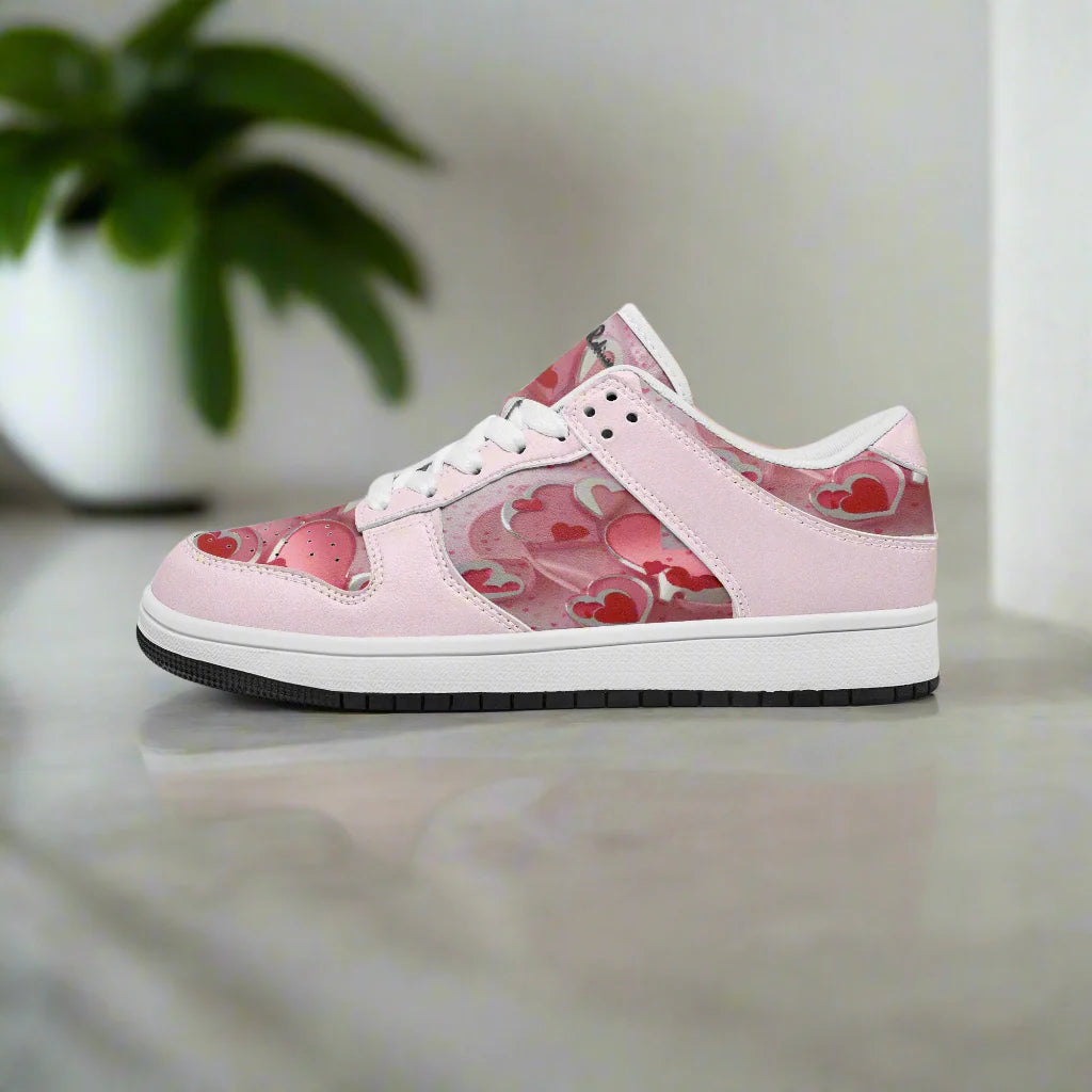 Step up your game with the Love1 Dunk Low-Top Leather Sports Sneakers! Crafted with a sleek leather upper and breathable mesh lining, these kicks keep your feet comfy and cool. The soft EVA padded insoles cushion every step, while the durable rubber outsole delivers grip and long-lasting wear. Perfect for anyone ready to add a playful twist to their sporty style!