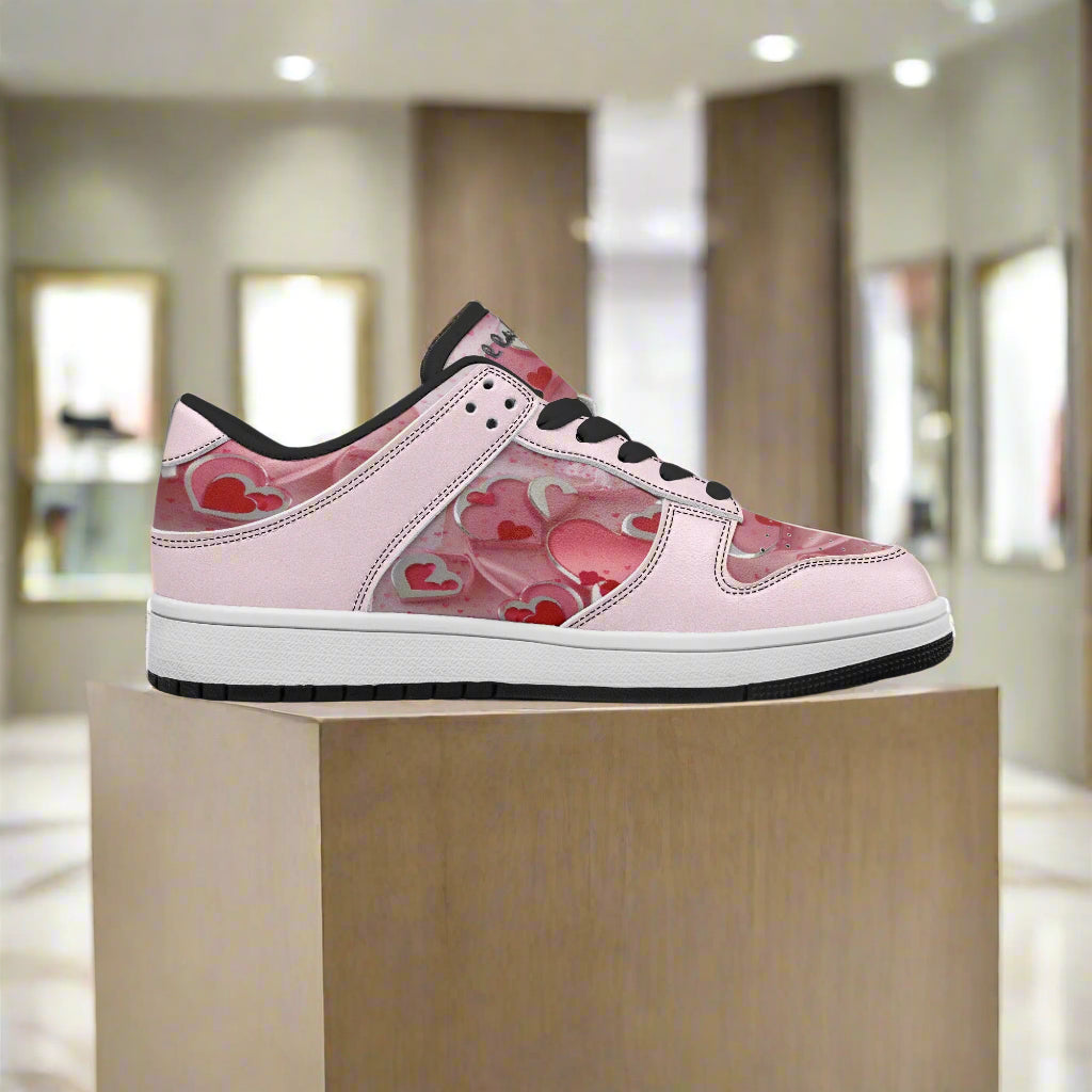 Step up your game with the Love1 Dunk Low-Top Leather Sports Sneakers! Crafted with a sleek leather upper and breathable mesh lining, these kicks keep your feet comfy and cool. The soft EVA padded insoles cushion every step, while the durable rubber outsole delivers grip and long-lasting wear. Perfect for anyone ready to add a playful twist to their sporty style!