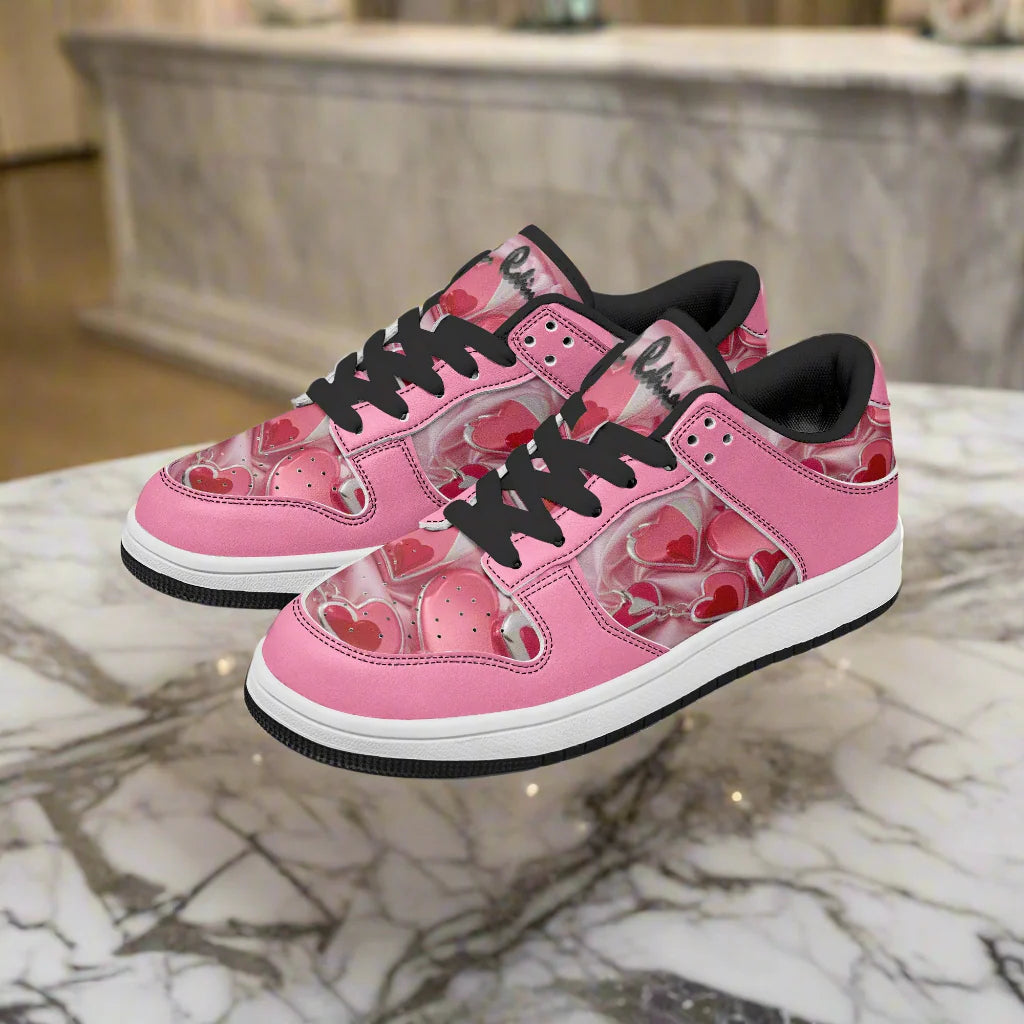 Step up your style game with the Love2 Dunk Low-Top Leather Sneakers! Crafted for everyone, these kicks feature soft EVA padded insoles that keep your feet comfy all day. The leather upper paired with breathable mesh lining offers a perfect blend of durability and ventilation. Plus, the rugged rubber outsole delivers reliable traction, so you can dance, dash, or stroll with confidence and flair. Perfect for adding a playful twist to any outfit!