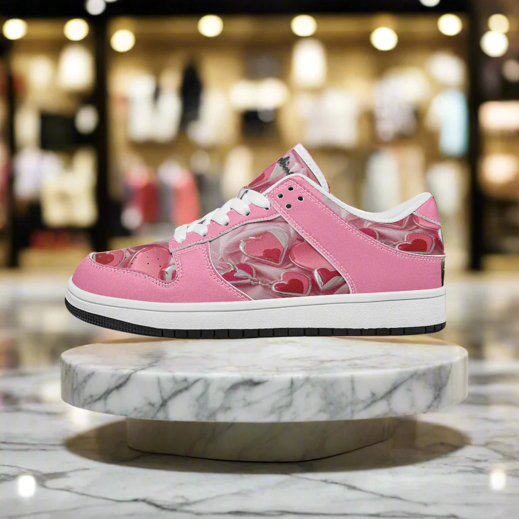 Step up your style game with the Love2 Dunk Low-Top Leather Sneakers! Crafted for everyone, these kicks feature soft EVA padded insoles that keep your feet comfy all day. The leather upper paired with breathable mesh lining offers a perfect blend of durability and ventilation. Plus, the rugged rubber outsole delivers reliable traction, so you can dance, dash, or stroll with confidence and flair. Perfect for adding a playful twist to any outfit!