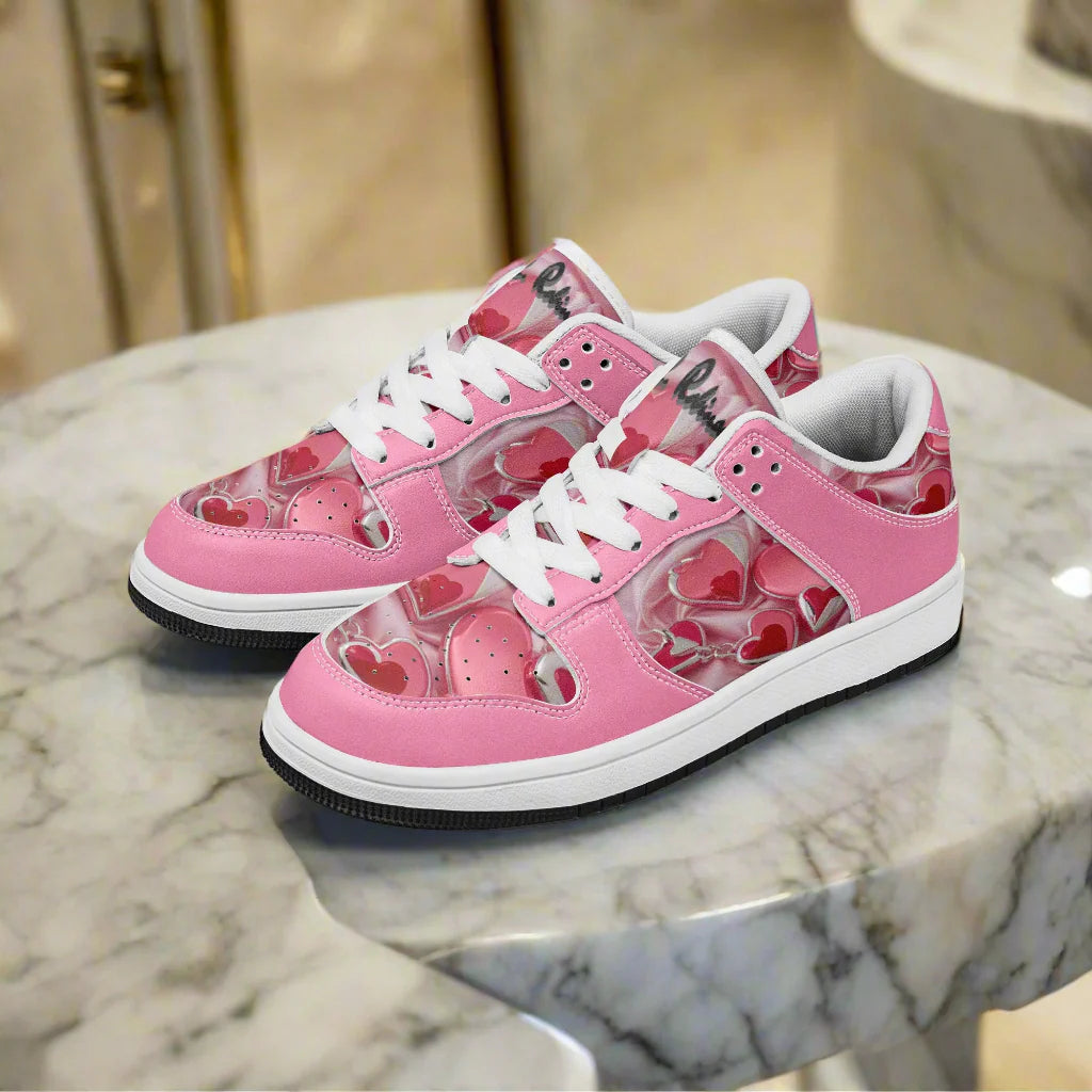 Step up your style game with the Love2 Dunk Low-Top Leather Sneakers! Crafted for everyone, these kicks feature soft EVA padded insoles that keep your feet comfy all day. The leather upper paired with breathable mesh lining offers a perfect blend of durability and ventilation. Plus, the rugged rubber outsole delivers reliable traction, so you can dance, dash, or stroll with confidence and flair. Perfect for adding a playful twist to any outfit!