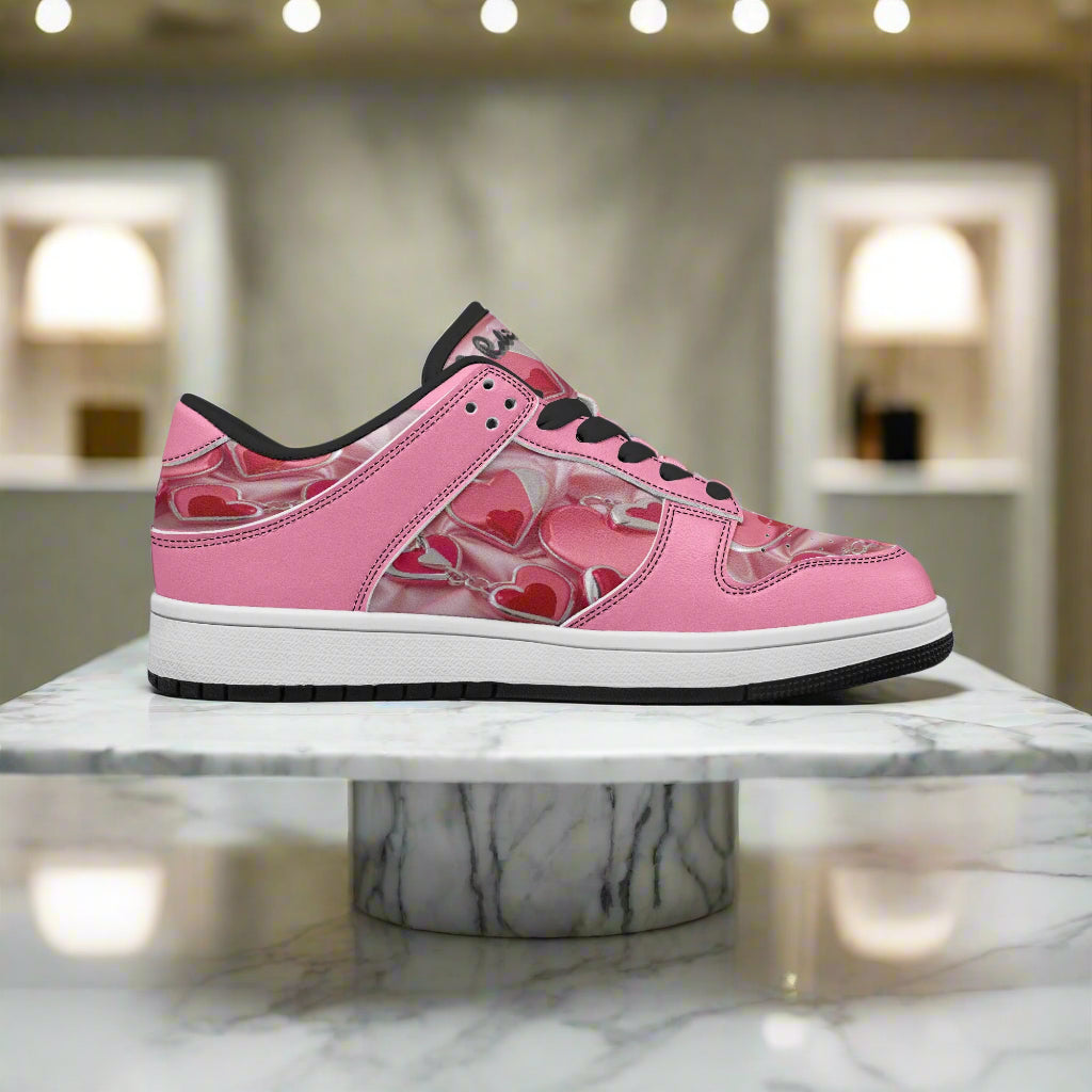 Step up your style game with the Love2 Dunk Low-Top Leather Sneakers! Crafted for everyone, these kicks feature soft EVA padded insoles that keep your feet comfy all day. The leather upper paired with breathable mesh lining offers a perfect blend of durability and ventilation. Plus, the rugged rubber outsole delivers reliable traction, so you can dance, dash, or stroll with confidence and flair. Perfect for adding a playful twist to any outfit!