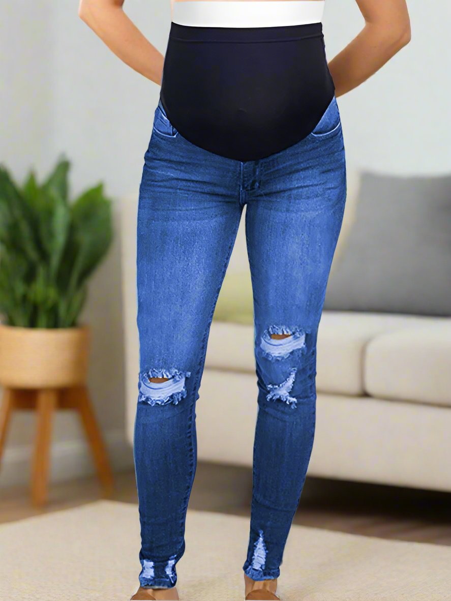 Experience all-day comfort and support with our Maternity solid color jeans. Featuring a high waist design and moderate fabric elasticity, these jeans offer the perfect fit for your growing belly. The soft and wrinkle-resistant fabric is suitable for all seasons. Perfect for any occasion, these jeans are a must-have for moms-to-be.