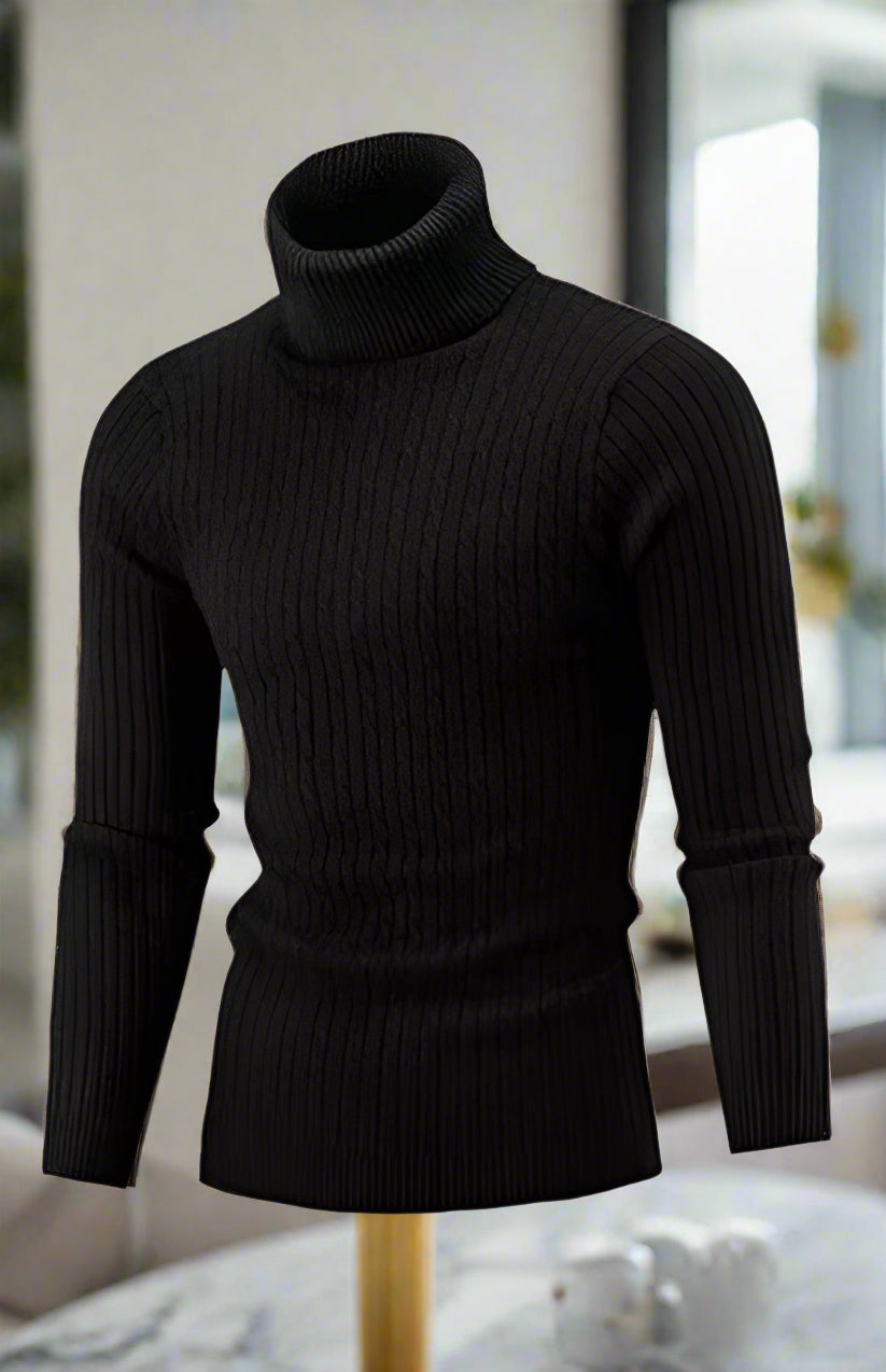 Achieve a smart and stylish look with our Men's Casual Turtleneck Pullover. Made with textured woolen material and a slim fit, this sweater pairs perfectly with shirts and jeans. Its slight stretch adds comfort while its turtleneck design keeps you warm. Perfect for daily wear in cooler months.