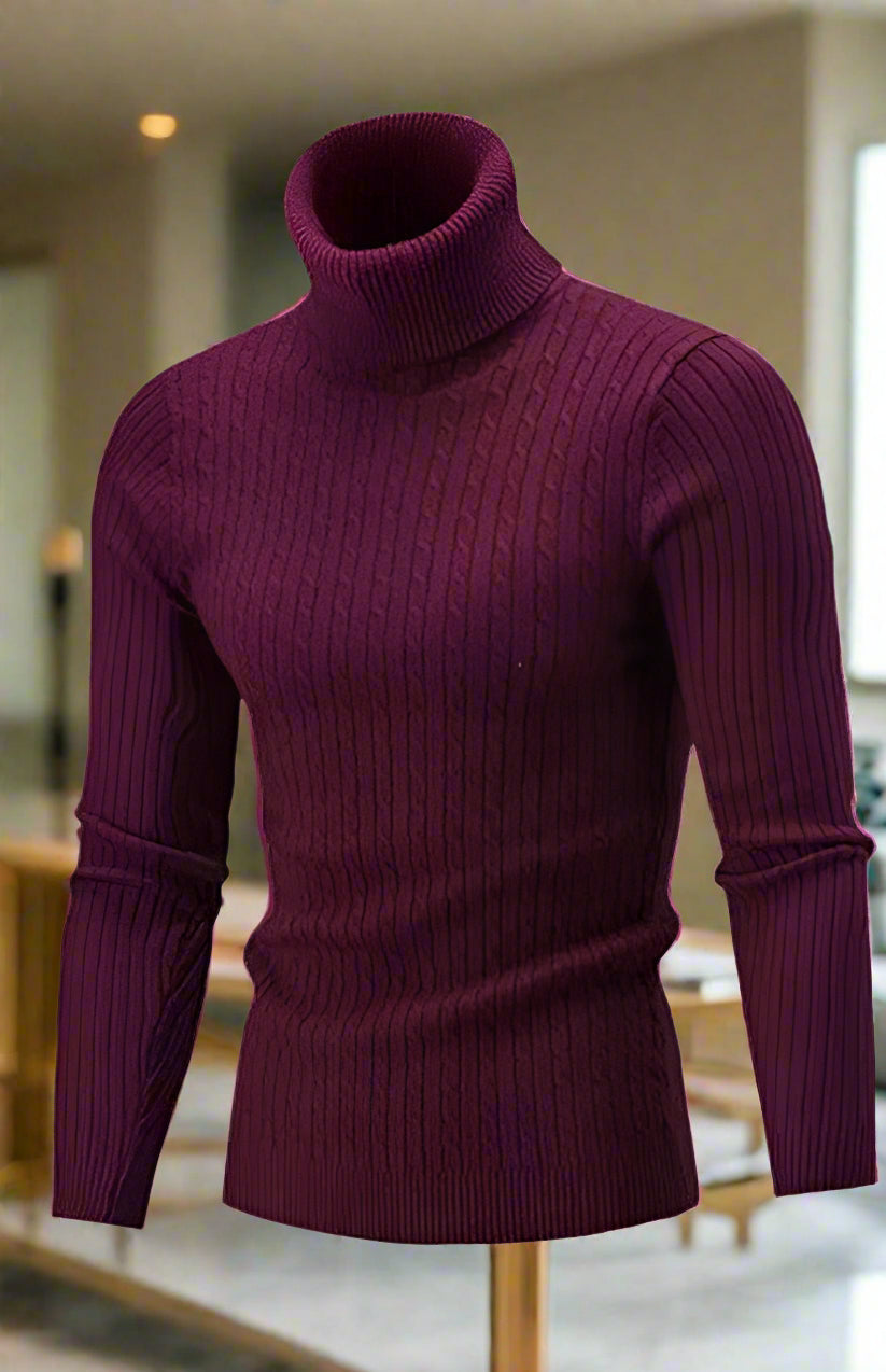 Achieve a smart and stylish look with our Men's Casual Turtleneck Pullover. Made with textured woolen material and a slim fit, this sweater pairs perfectly with shirts and jeans. Its slight stretch adds comfort while its turtleneck design keeps you warm. Perfect for daily wear in cooler months.
