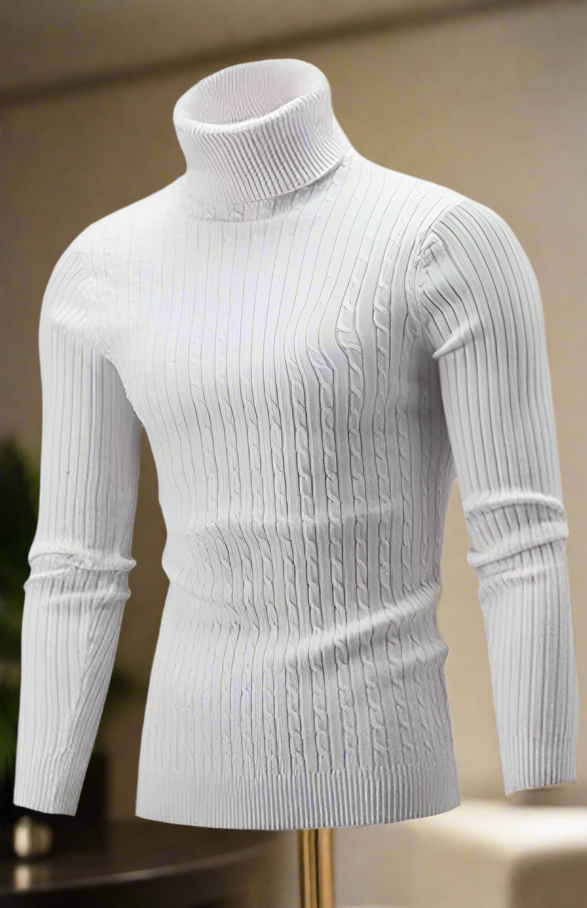 Achieve a smart and stylish look with our Men's Casual Turtleneck Pullover. Made with textured woolen material and a slim fit, this sweater pairs perfectly with shirts and jeans. Its slight stretch adds comfort while its turtleneck design keeps you warm. Perfect for daily wear in cooler months.