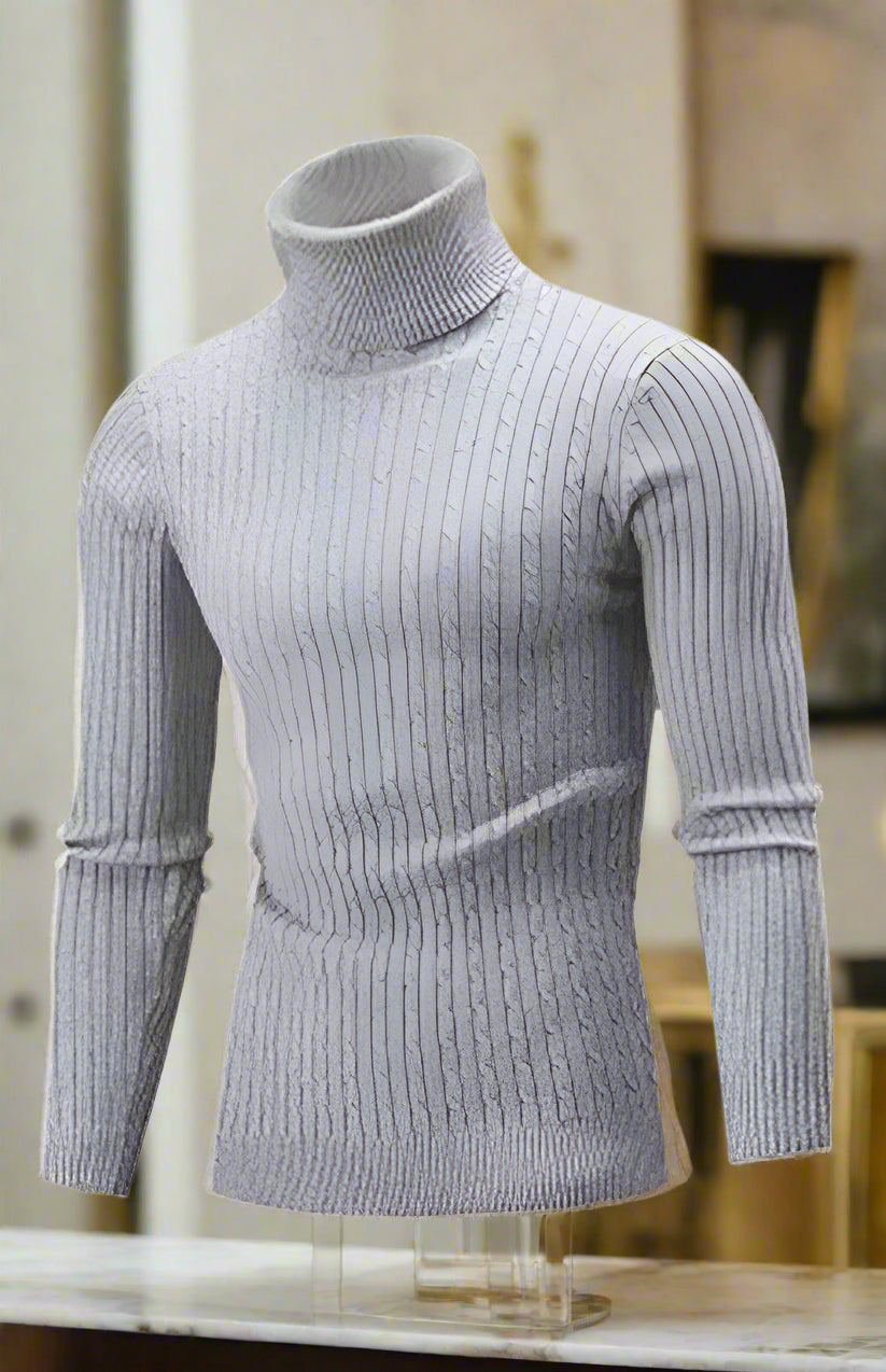 Achieve a smart and stylish look with our Men's Casual Turtleneck Pullover. Made with textured woolen material and a slim fit, this sweater pairs perfectly with shirts and jeans. Its slight stretch adds comfort while its turtleneck design keeps you warm. Perfect for daily wear in cooler months.