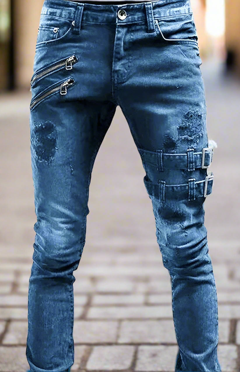 Crafted from a blend of cotton, polyester, viscose, and elastane, these jeans offer both comfort and stretch for a perfect fit. Design: Featuring a mid waist and ripped details, these slim jeans are designed to showcase a trendy and edgy style. Styling: Pair these fashion-forward jeans with a simple tee and sneakers for a casual yet stylish look that's perfect for everyday wear. Occasion: Ideal for a night out with friends or a casual day at work, these jeans are versatile enough for any occasion. Season: W