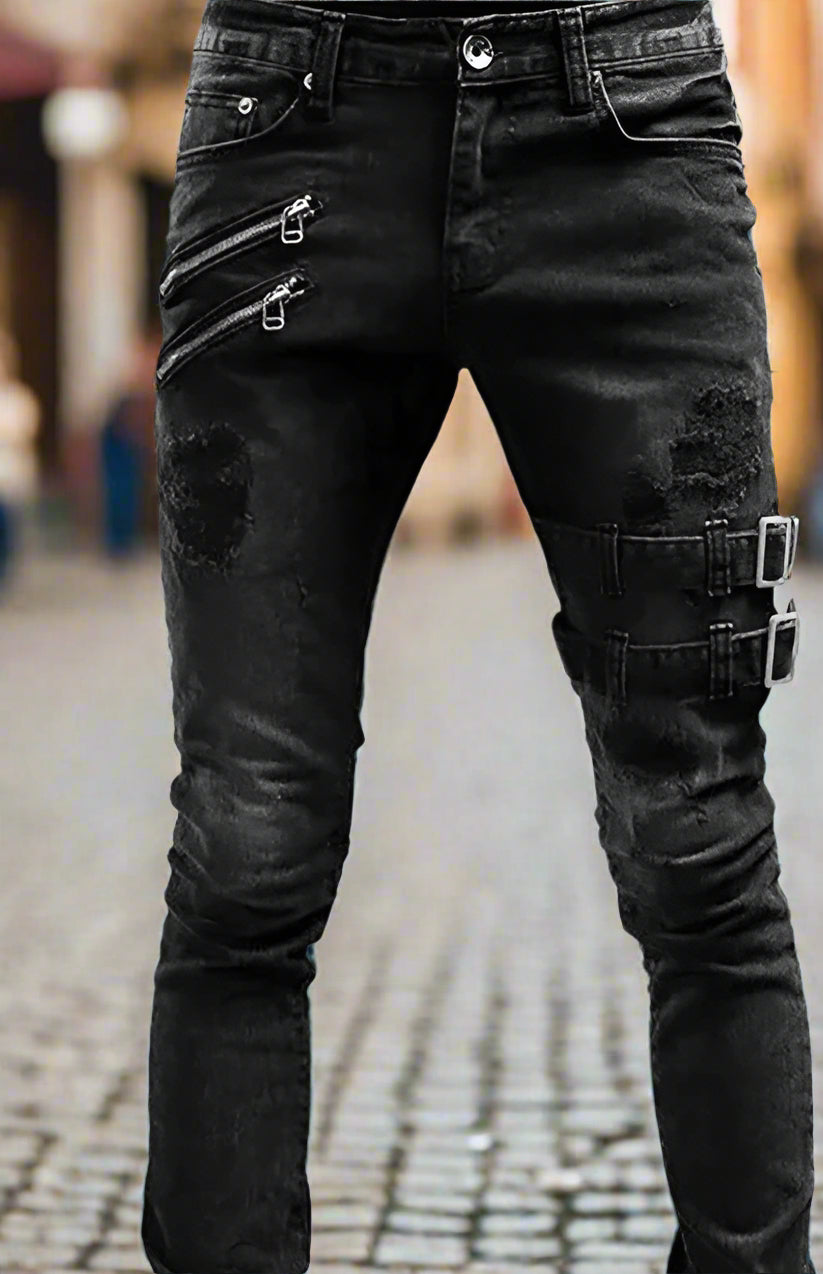 Crafted from a blend of cotton, polyester, viscose, and elastane, these jeans offer both comfort and stretch for a perfect fit. Design: Featuring a mid waist and ripped details, these slim jeans are designed to showcase a trendy and edgy style. Styling: Pair these fashion-forward jeans with a simple tee and sneakers for a casual yet stylish look that's perfect for everyday wear. Occasion: Ideal for a night out with friends or a casual day at work, these jeans are versatile enough for any occasion. Season: W