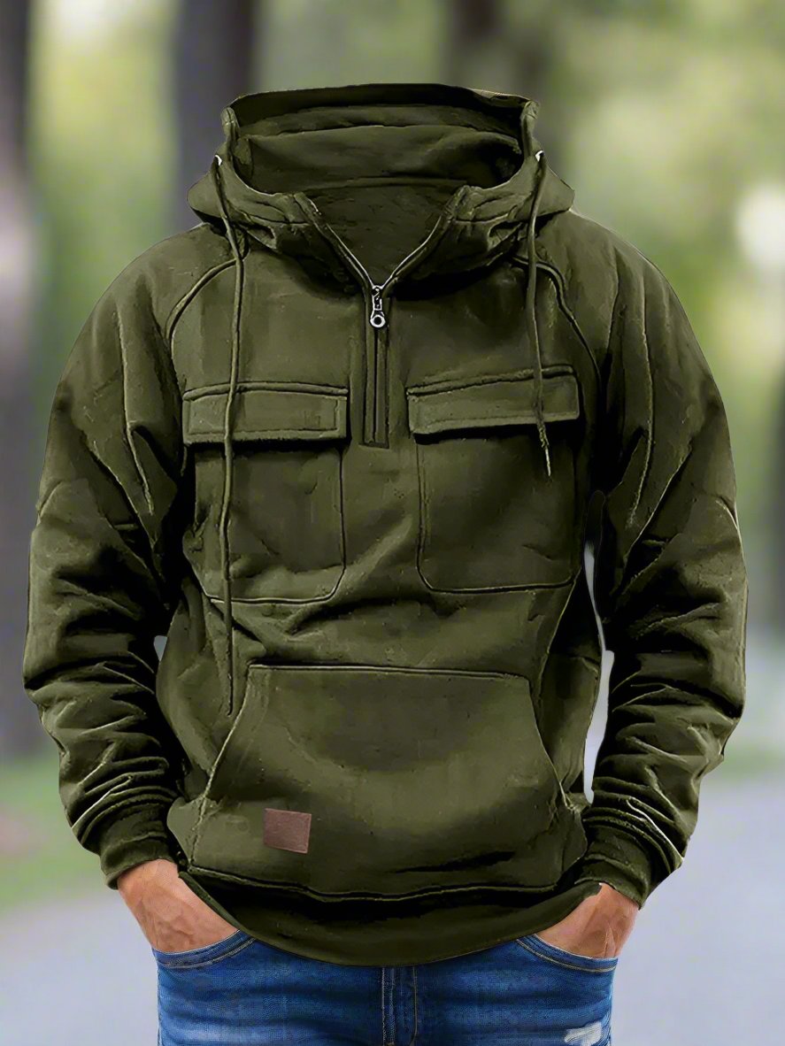 Elevate your style with our Men's hooded leather sweatshirt jacket. The versatile design is perfect for any occasion, adding a pop of color to the dull season. With multiple pockets and a comfortable fit, you can exude confidence and sophistication effortlessly. Use our sizing guide for a perfect fit.