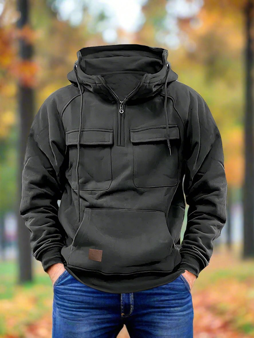 Elevate your style with our Men's hooded leather sweatshirt jacket. The versatile design is perfect for any occasion, adding a pop of color to the dull season. With multiple pockets and a comfortable fit, you can exude confidence and sophistication effortlessly. Use our sizing guide for a perfect fit..