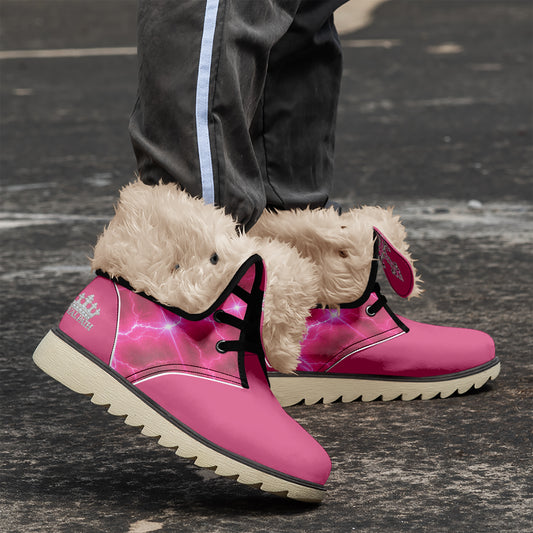 Pink Royal Path fur-lined high-top winter boots shown as a pair