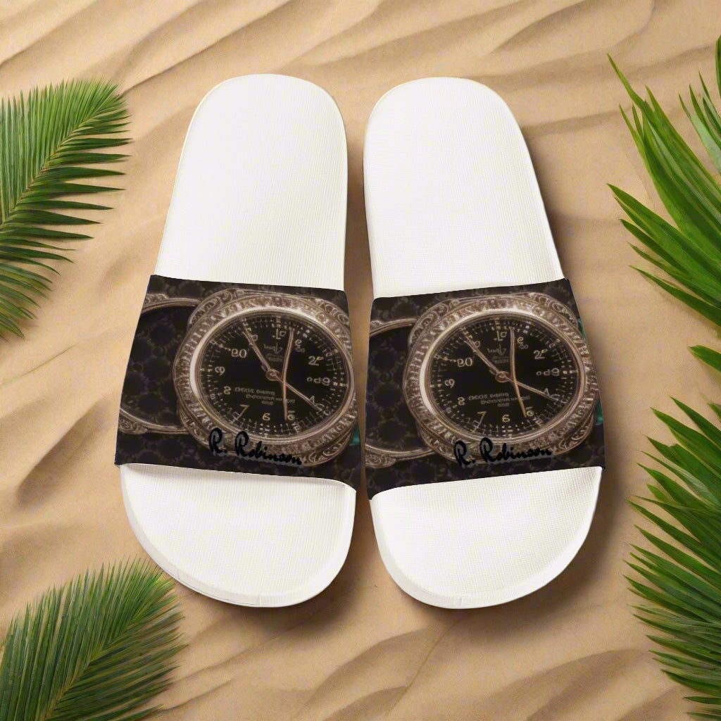 Discover the perfect blend of style and comfort with our "What's The Time" art print casual sandals in white. Made with premium PVC material, they offer a better wearing feeling while the anti-slip rubber sole ensures a secure grip. Ideal for daily wear, these unisex sandals are a must-have for any fashion-forward individual.