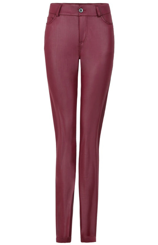 Experience the ultimate in luxury and style with our Women's Fashion Pu Leather Pants Featured Spring Bundle 5 For $100 Mix and Match. Made with a soft and stretchy faux leather material, they provide a comfortable and slimming fit. Perfect for any occasion, they are versatile and easy to match with any outfit, making them a must-have addition to your wardrobe. With features such as a mid waist, solid pattern, and slant pockets, these pants are both youthful and sexy, making them the perfect choice for your