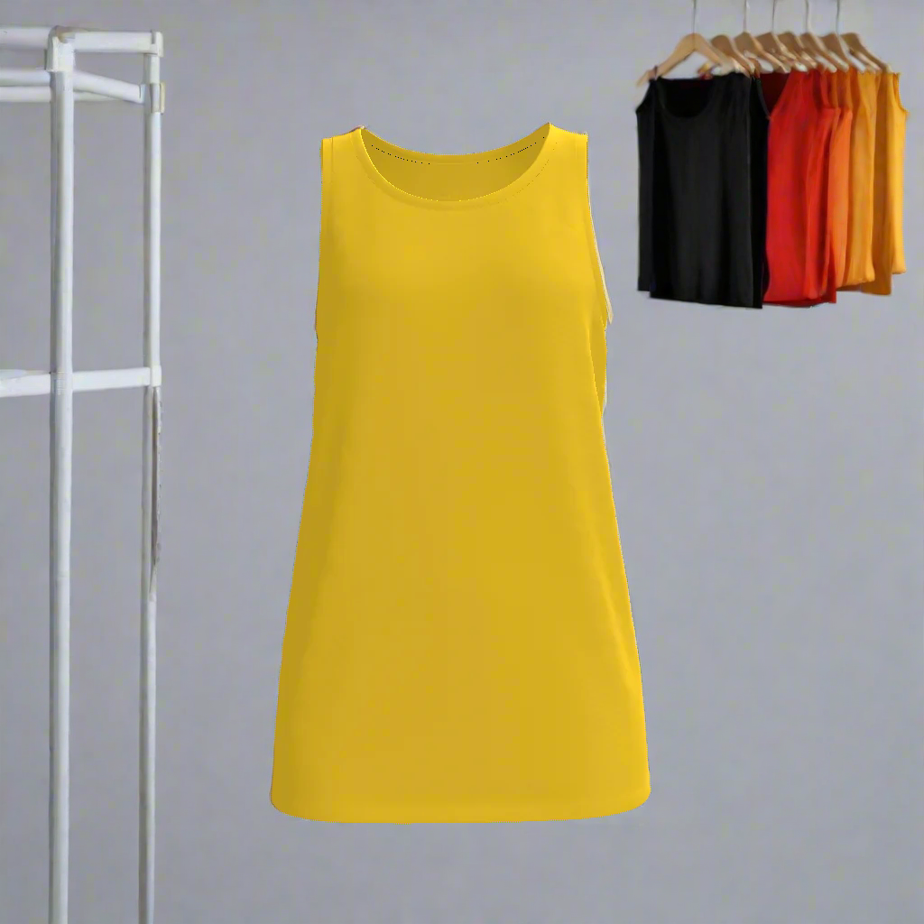 Introducing our Basic Tank Top, the perfect addition to your wardrobe. Made with premium 100% cotton-like polyester fabric, this tank top offers a slight stretch for ultimate comfort. Its moderate thickness makes it suitable for all seasons, while the round neckline and regular fit give it a casual yet stylish look. Machine washable with care instructions for long-lasting wear. Unleash your inner luxury with this versatile piece. Item Number: ZT0009-P.