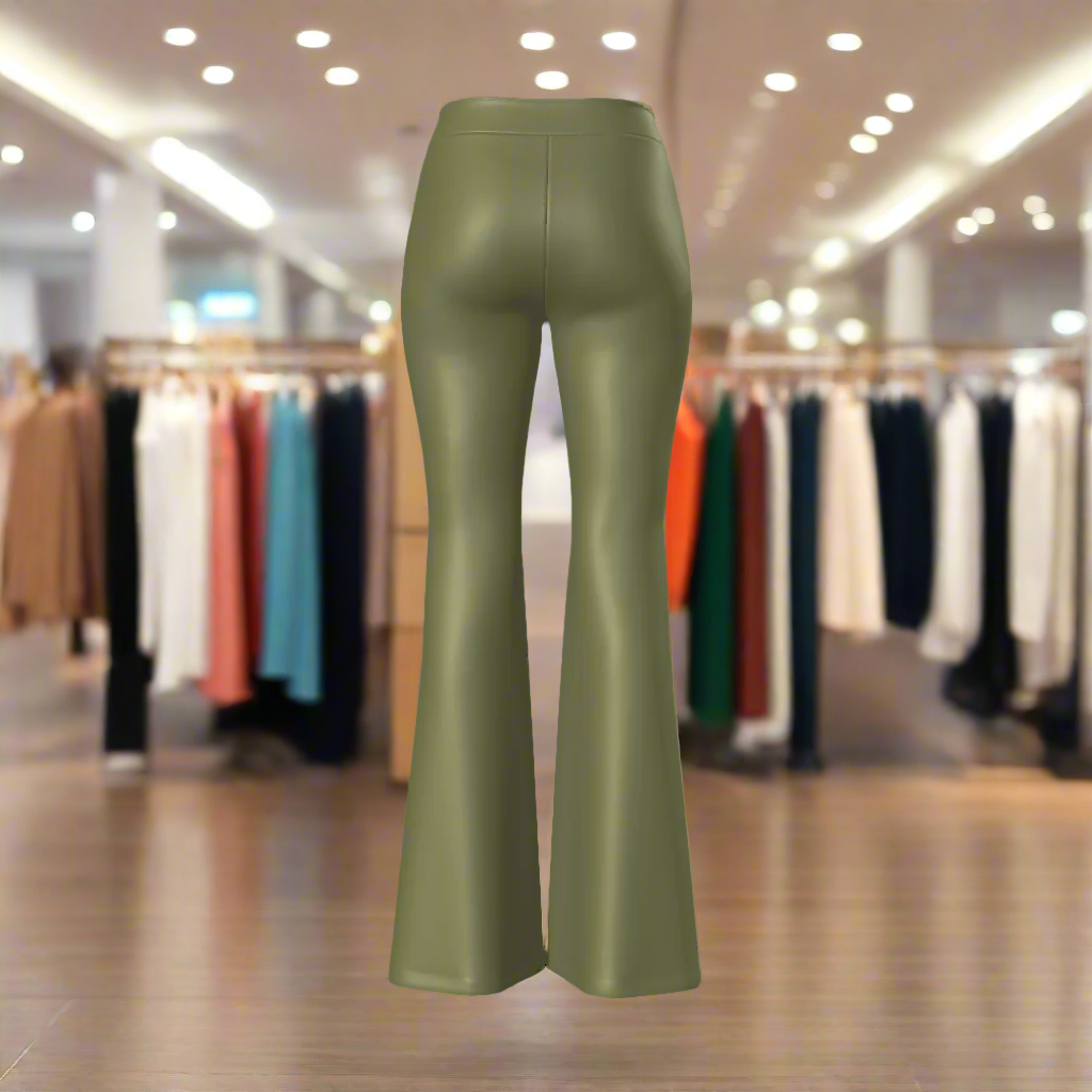 Indulge in luxury and elegance with our Women's Velvet Feel Flare Leg Stretch Pants. Crafted from a soft blend of polyester and spandex, these pants offer moderate stretch for a comfortable fit. Boasting a bodycon model, elastic waist, and mid-rise design, they are perfect for daily casual wear during autumn and winter. Machine washable for easy care.