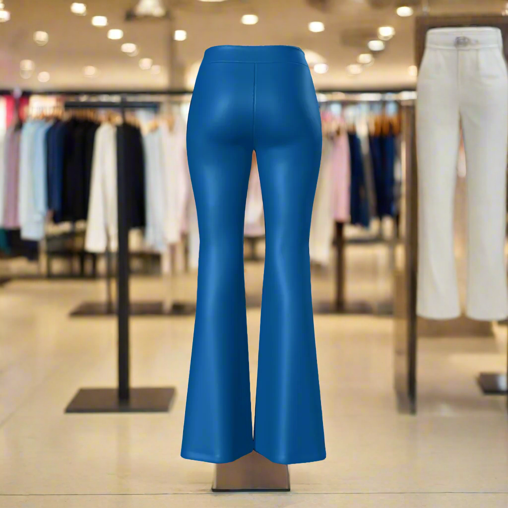 Indulge in luxury and elegance with our Women's Velvet Feel Flare Leg Stretch Pants. Crafted from a soft blend of polyester and spandex, these pants offer moderate stretch for a comfortable fit. Boasting a bodycon model, elastic waist, and mid-rise design, they are perfect for daily casual wear during autumn and winter. Machine washable for easy care.