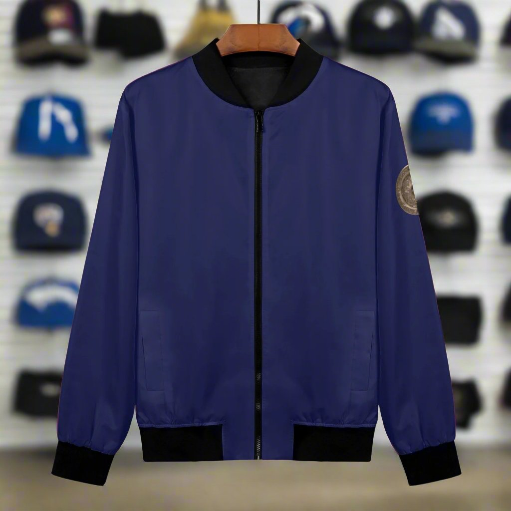 Indulge in our Classic Royal Blue Women's Bomber Jacket, handmade with a premium polyester blend and soft lining for ultimate comfort. Durable reinforced cuffs and waist, with two roomy pockets for convenience. This classic zipper-up jacket exudes sophistication and elegance. Machine washable for easy care.