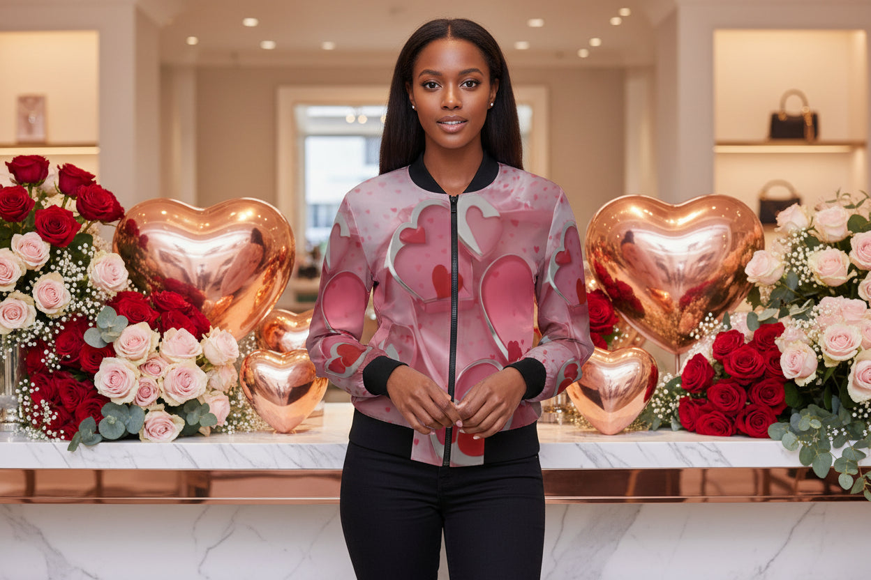 Elevate your casual wardrobe with this Love1 print Women's Bomber Jacket, expertly crafted for style and comfort. Constructed from a premium polyester blend with a soft lining, this jacket delivers all-day wearability without compromise. Reinforced cuffs and waist ensure durability through countless wears, while two generous front pockets keep your essentials within reach. The classic zipper closure pairs seamlessly with any outfit, and meticulous stitching throughout showcases the quality craftsmanship beh