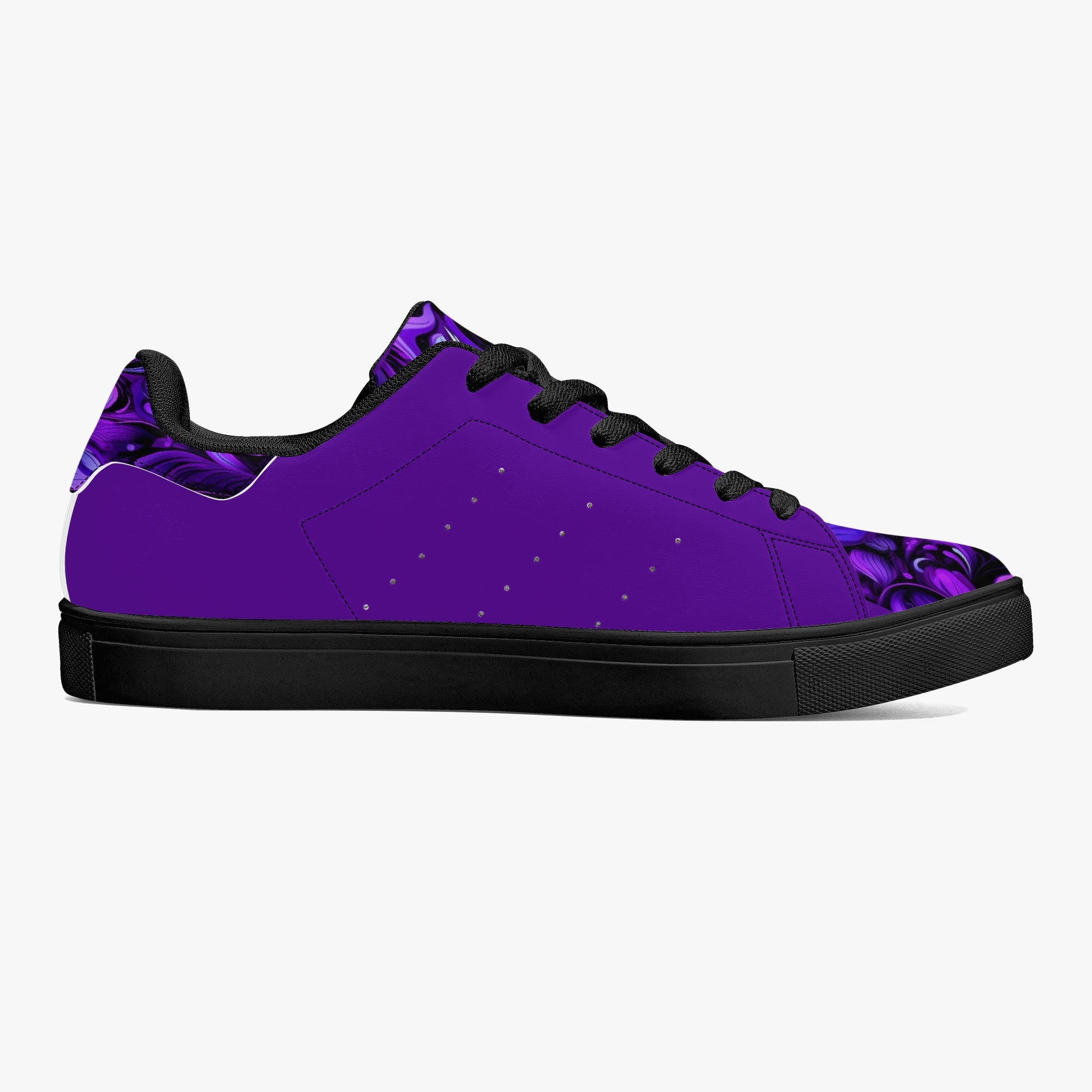 Step into comfort and style with these Elegant Purp print Classic Low-Top Leather Sneakers, designed for everyone. Featuring a striking all-over-print leather upper paired with breathable mesh lining, these unisex sneakers deliver both visual impact and wearability. The soft EVA padded insoles provide cushioning for all-day comfort, while the timeless lace-up closure and classic eyelets ensure a secure, adjustable fit. Perfect for casual wear or making a statement, these sneakers blend contemporary design w