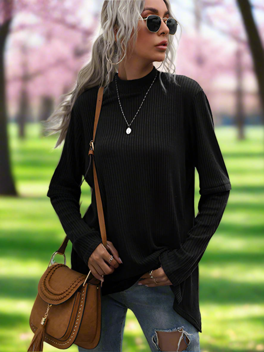 Crafted from a blend of polyester and cotton, this sweater offers a comfortable fit with a touch of stretch for ease of movement. Design: Featuring a classic turtleneck and loose silhouette, this top exudes casual elegance. The solid color design ensures versatility in styling. Styling: Pair with skinny jeans and ankle boots for a chic everyday look, or layer under a blazer for a sophisticated office ensemble. Occasion: Suitable for both casual outings and semi-formal events, this knit sweater is a versatil