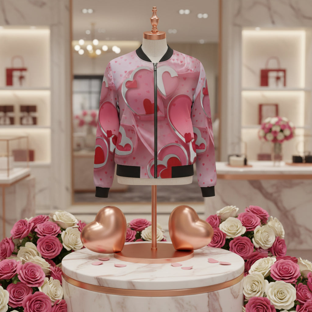 Elevate your casual wardrobe with this Love1 print Women's Bomber Jacket, expertly crafted for style and comfort. Constructed from a premium polyester blend with a soft lining, this jacket delivers all-day wearability without compromise. Reinforced cuffs and waist ensure durability through countless wears, while two generous front pockets keep your essentials within reach. The classic zipper closure pairs seamlessly with any outfit, and meticulous stitching throughout showcases the quality craftsmanship beh