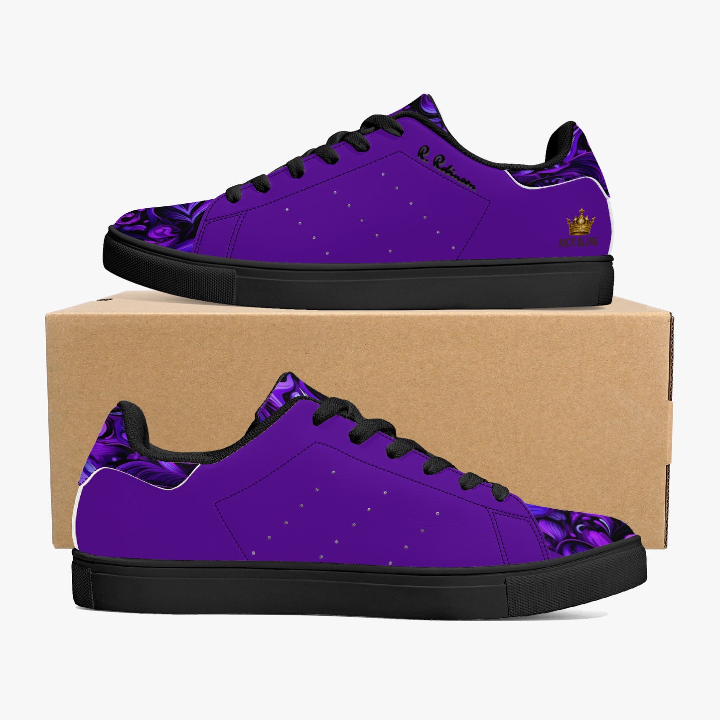 Step into comfort and style with these Elegant Purp print Classic Low-Top Leather Sneakers, designed for everyone. Featuring a striking all-over-print leather upper paired with breathable mesh lining, these unisex sneakers deliver both visual impact and wearability. The soft EVA padded insoles provide cushioning for all-day comfort, while the timeless lace-up closure and classic eyelets ensure a secure, adjustable fit. Perfect for casual wear or making a statement, these sneakers blend contemporary design w