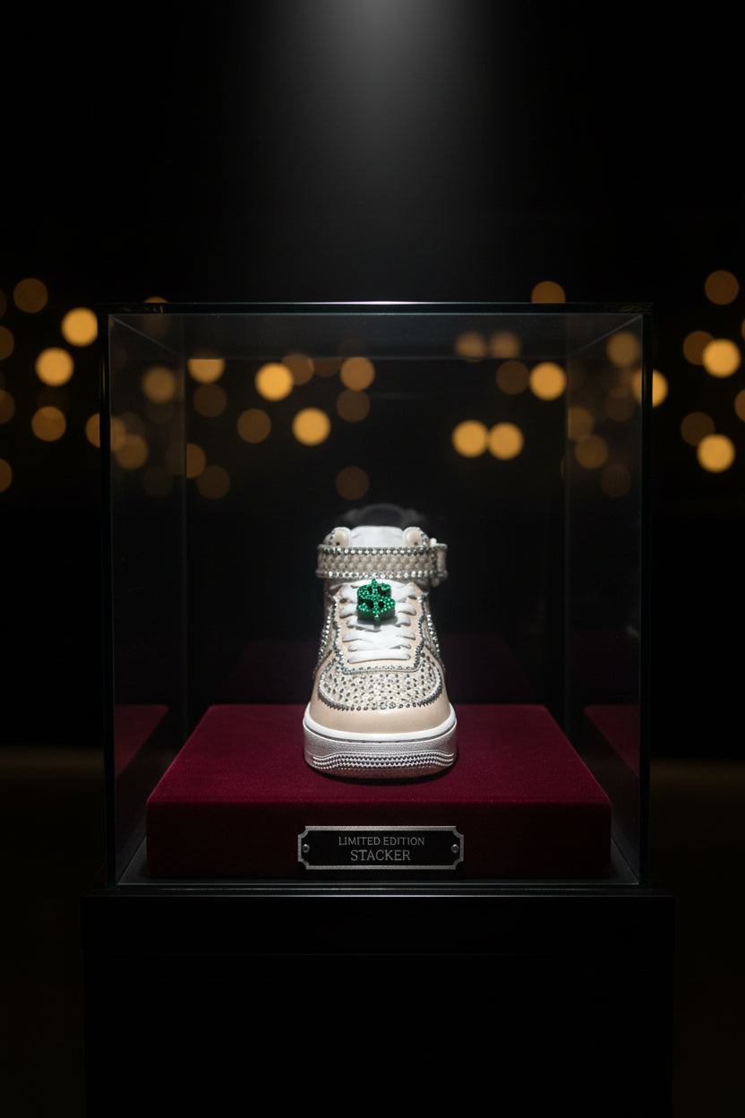 Elevate your sneaker game with Money Bling—the dynamic shoe charm that transforms with every step. Watch as premium rhinestones catch light and shift color with movement, creating an eye-catching effect that demands attention. Crafted with non-toxic adhesive and durable 2-3mm stones, this 2.5" × 2" charm stays put through daily wear. Start with the plain version or customize with our separate bling kits to match your style. Built for teens and adults who want their kicks to stand out. Sturdy, long-las