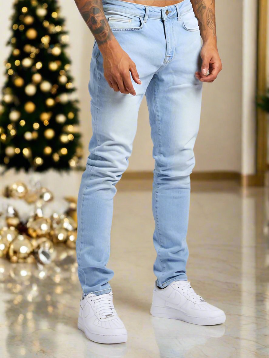 Indulge in luxury with our Men's Slim Fit Basic Skinny Jeans, part of our exclusive Black Friday Christmas Bundle 4 For $100 collection. Made from a blend of 95% Polyester and 5% Elastane, these jeans offer a comfortable and stylish fit, perfect for any occasion. The mid-waist design and moderate elasticity make them suitable for all four seasons. The woven fabric is wrinkle-resistant and durable, while the welt pocket adds a touch of sophistication. Upgrade your wardrobe with this premium bundle deal.