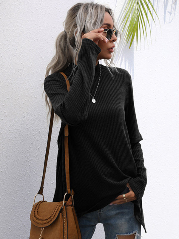 Turtleneck Top Solid Color Long Sleeve Loose Bottoming Knit Sweater