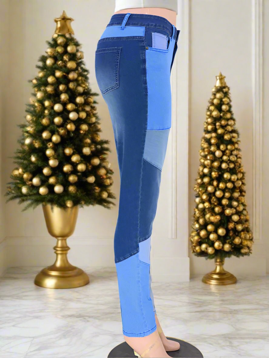 Women's spliced color Street Wash High Waist Skinny Jeans Black Friday Christmas Bundle mix and match4 For $100