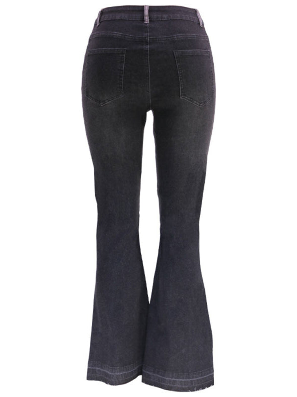 Women's color spliced street washed flared jeans Black Friday Christmas Bundle 4 For $100 mix and match