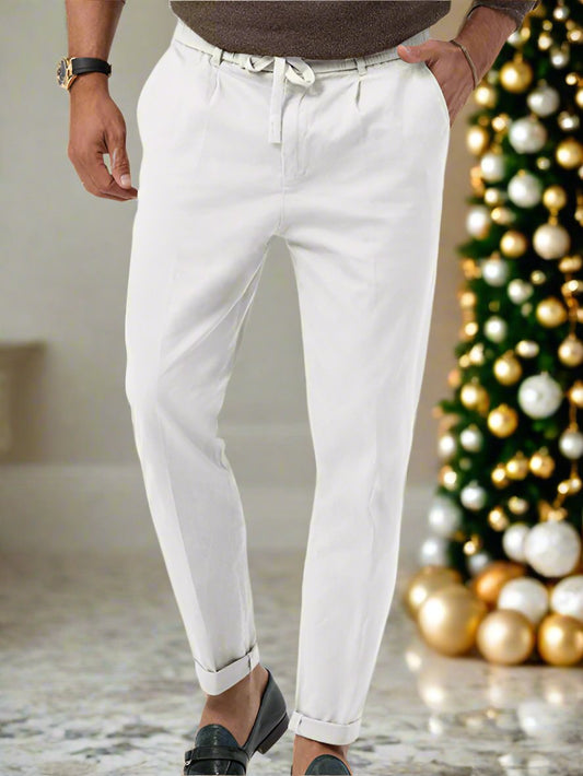 Upgrade your wardrobe with our New men's trendy business straight solid color casual trousers. Designed for both comfort and style, these trousers come in a Black Friday Christmas Bundle - 4 for $100, allowing you to mix and match different colors and patterns. Made from high-quality 90% Polyester and 10% Elastane/Spandex material, these trousers are true to size and feature a slight elasticity for a perfect fit. Perfect for spring-summer season, these woven leisure-style pants weigh only 253 g and come wit