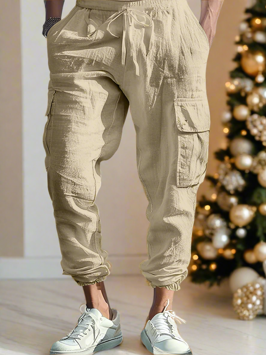 Elevate your street style with our Black Friday Christmas Bundle, 4 for $100. Made from 100% cotton, these loose drawstring trousers feature casual cuffs and multi-pocket design for practicality. With no fabric elasticity, they provide a true-to-size fit and are perfect for daily wear. Add them to your Spring-Summer wardrobe for a touch of luxury.