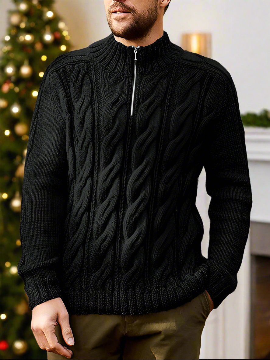 This men's long sleeve sweater is the perfect addition to your autumn-winter wardrobe. Crafted from 10% polyester and 90% acrylic, it is lightweight and cozy. Featuring a half turtleneck and zipper closure, it offers a stylish and comfortable fit. True to size, it will help you look great and feel confident and handsome.