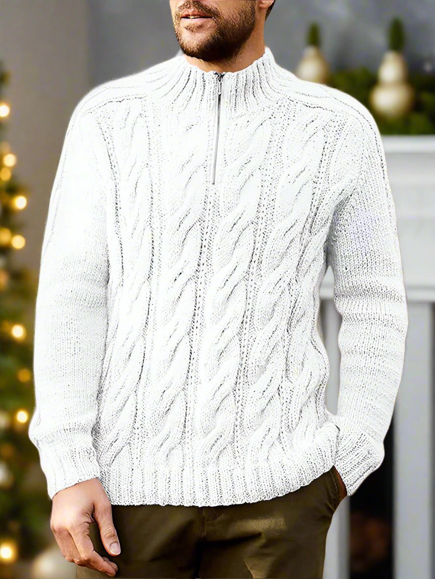 This men's long sleeve sweater is the perfect addition to your autumn-winter wardrobe. Crafted from 10% polyester and 90% acrylic, it is lightweight and cozy. Featuring a half turtleneck and zipper closure, it offers a stylish and comfortable fit. True to size, it will help you look great and feel confident and handsome.