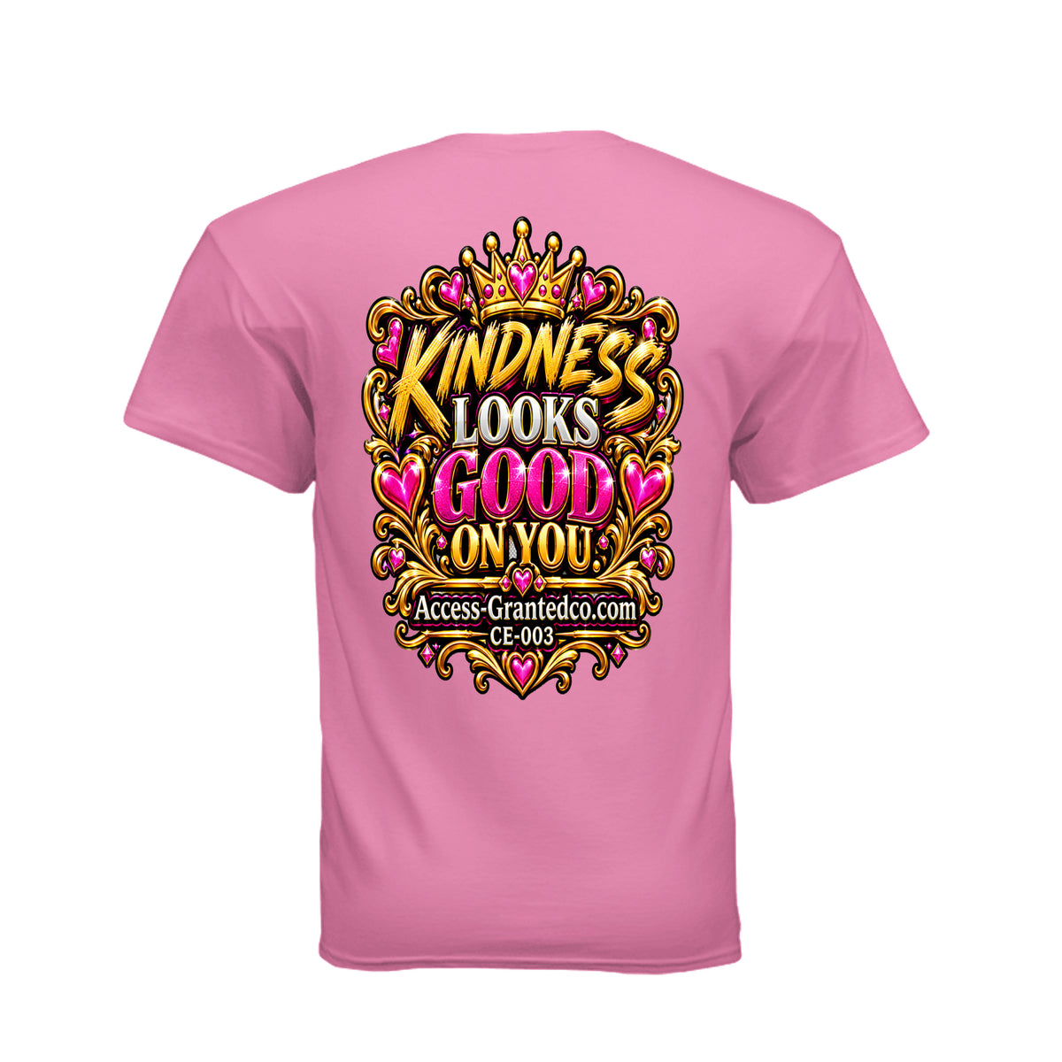 Alternate color back view of Kick Bling CE-003 Wink Kiss graphic T-shirt
