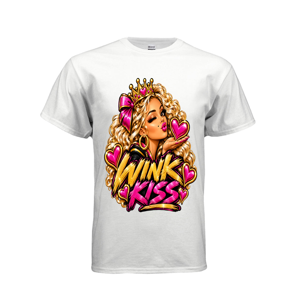 Front view of Kick Bling CE-003 Wink Kiss graphic T-shirt in another color