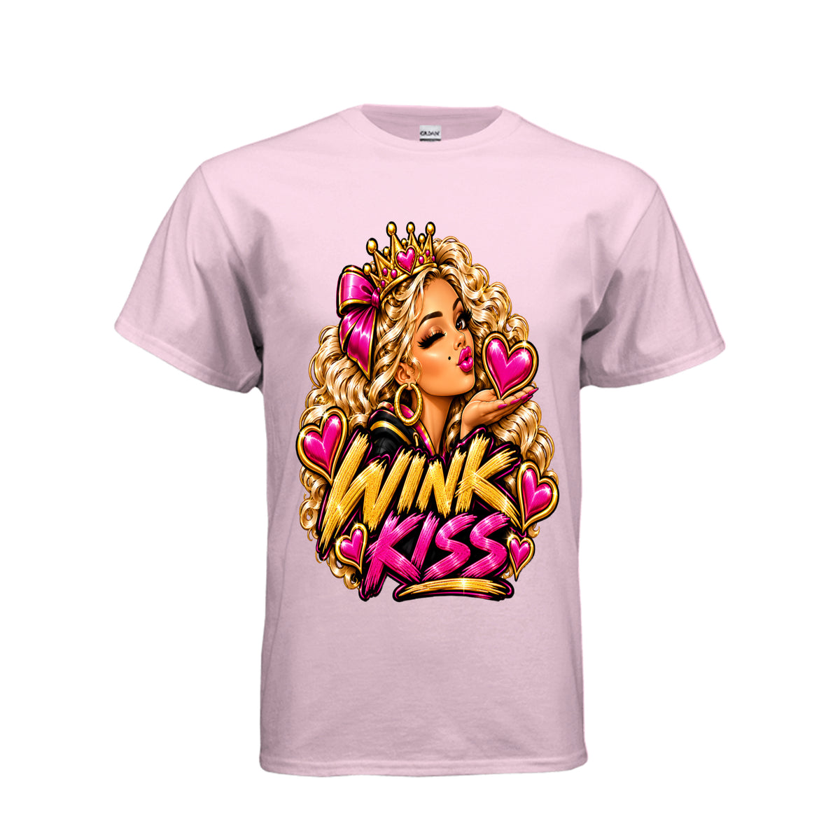 Front view of Kick Bling CE-003 Wink Kiss graphic T-shirt in an additional color