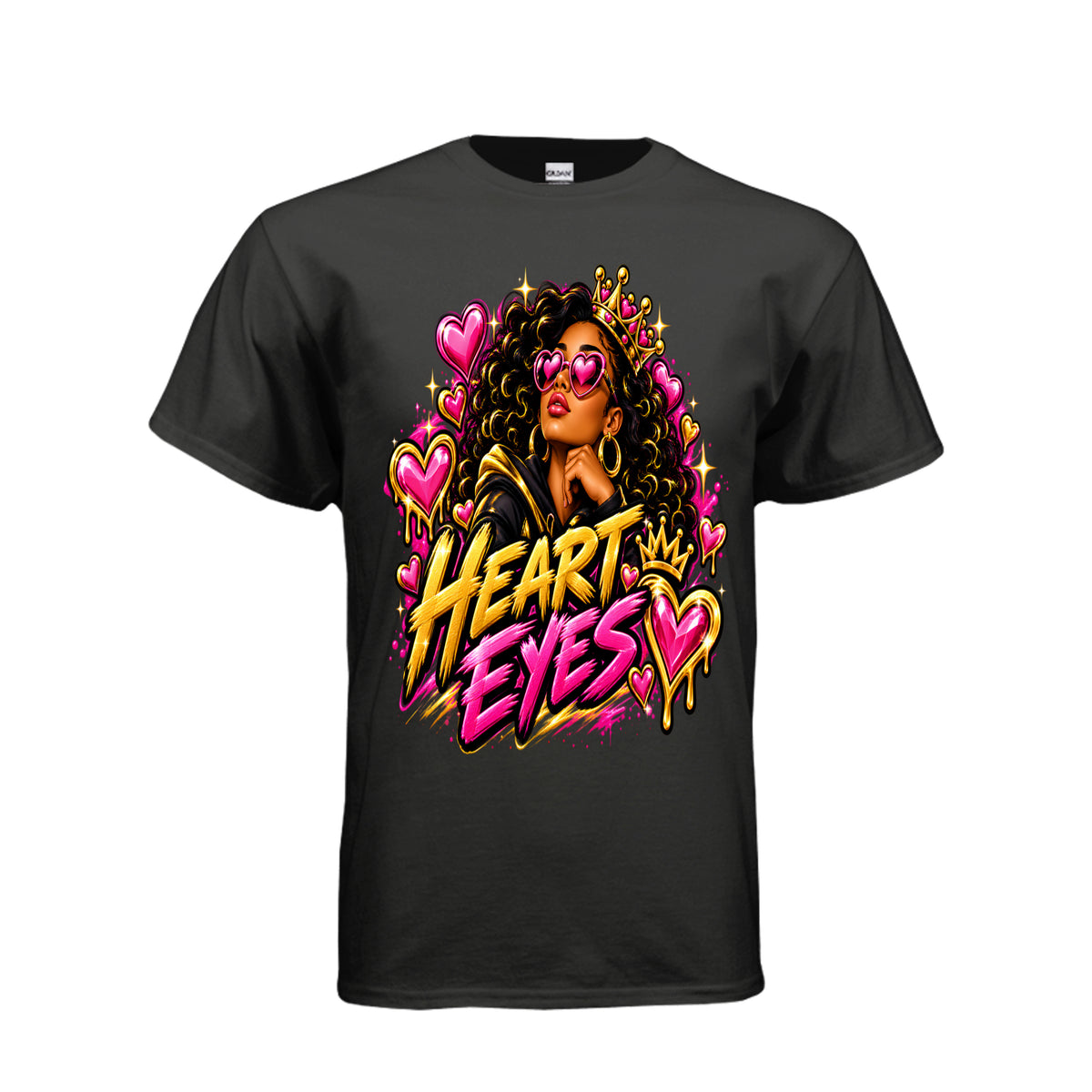 Kick Bling CE-002 Heart Eyes graphic T-shirt, black front view