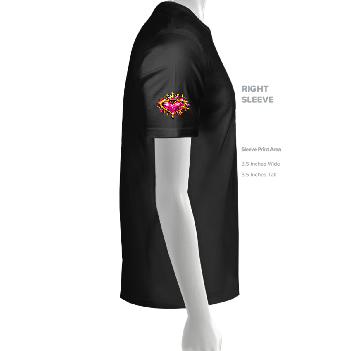 Kick Bling CE-002 Heart Eyes T-shirt, black right sleeve detail