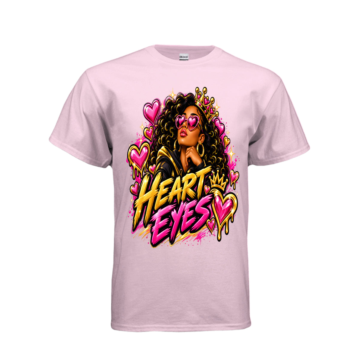 Kick Bling CE-002 Heart Eyes graphic T-shirt, light pink front view
