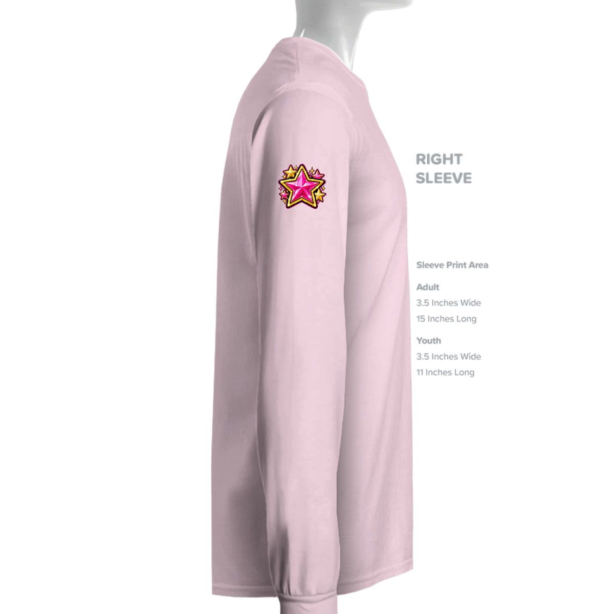Kick Bling™ CE-005 Star Power sweatshirt right sleeve detail