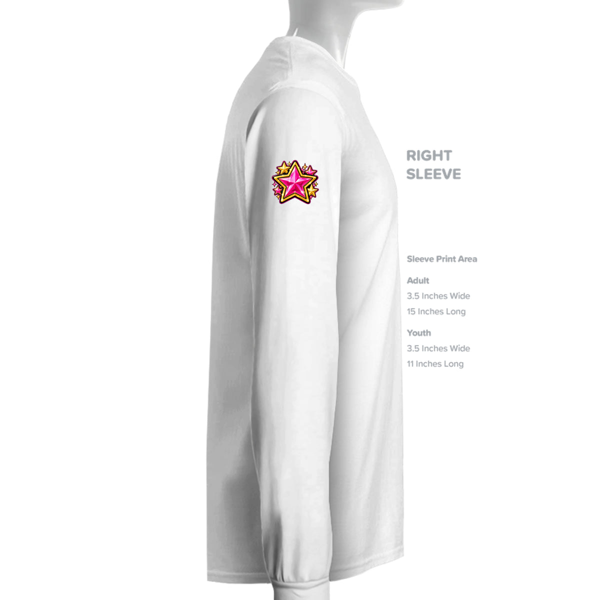 Kick Bling™ CE-005 Star Power sweatshirt right sleeve detail in alternate color