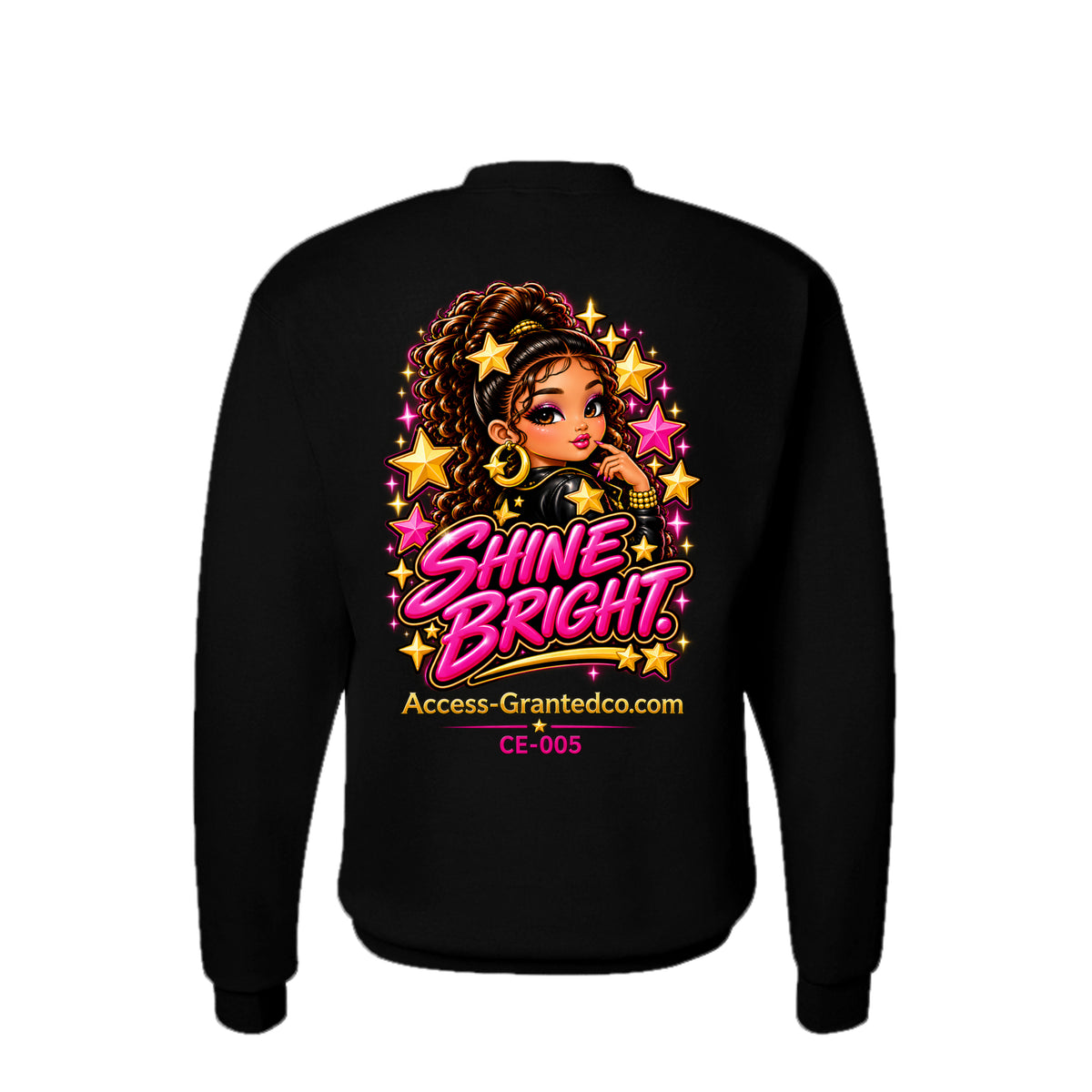Kick Bling™ CE-005 Star Power sweatshirt back view in black