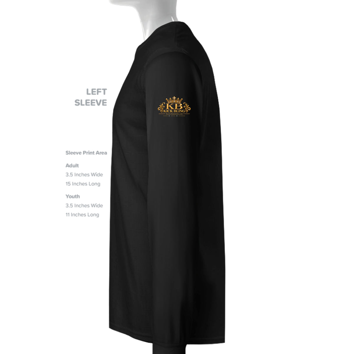 Kick Bling™ CE-005 Star Power sweatshirt left sleeve detail in black