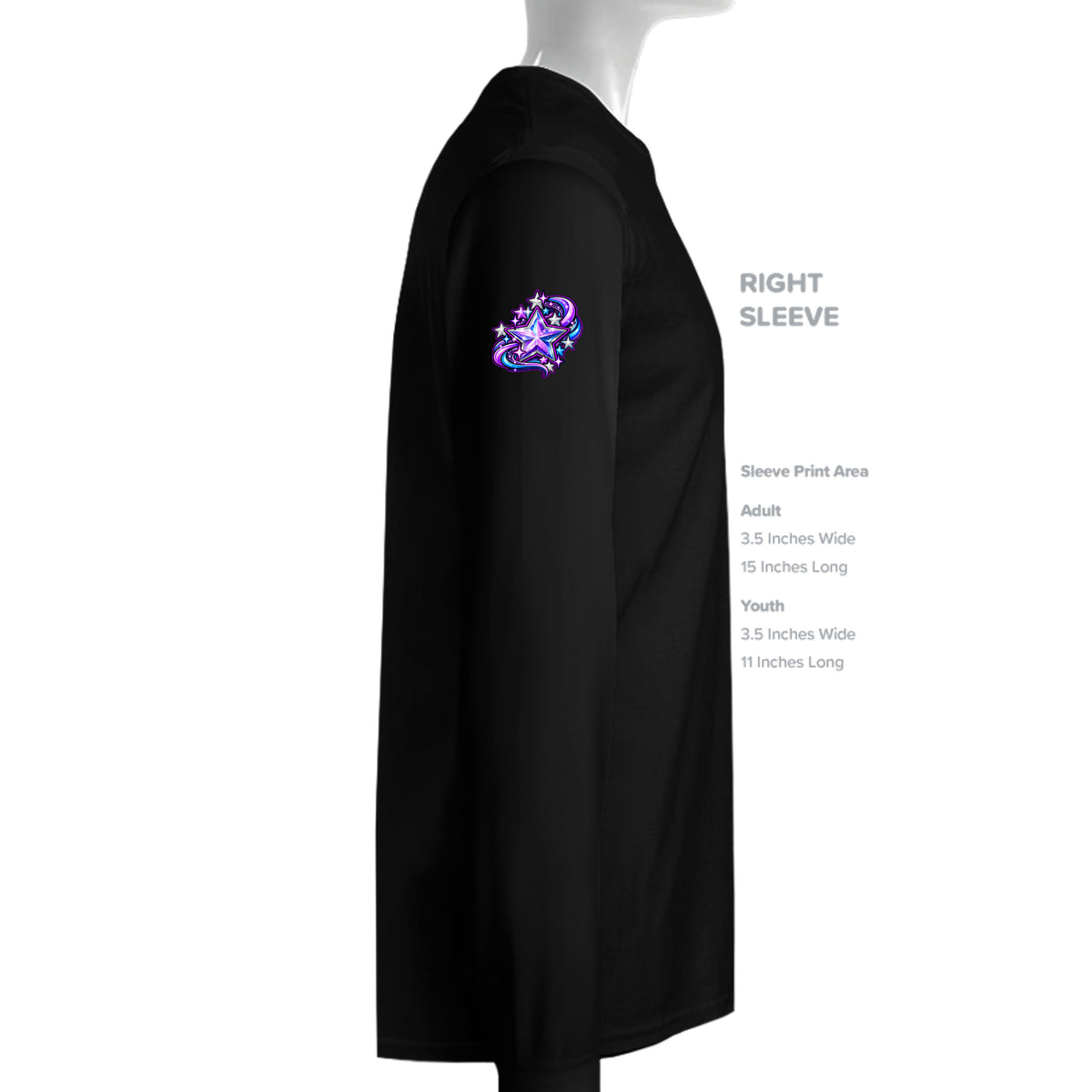 Kick Bling™ CE-006 Starstruck sweatshirt right sleeve detail in black